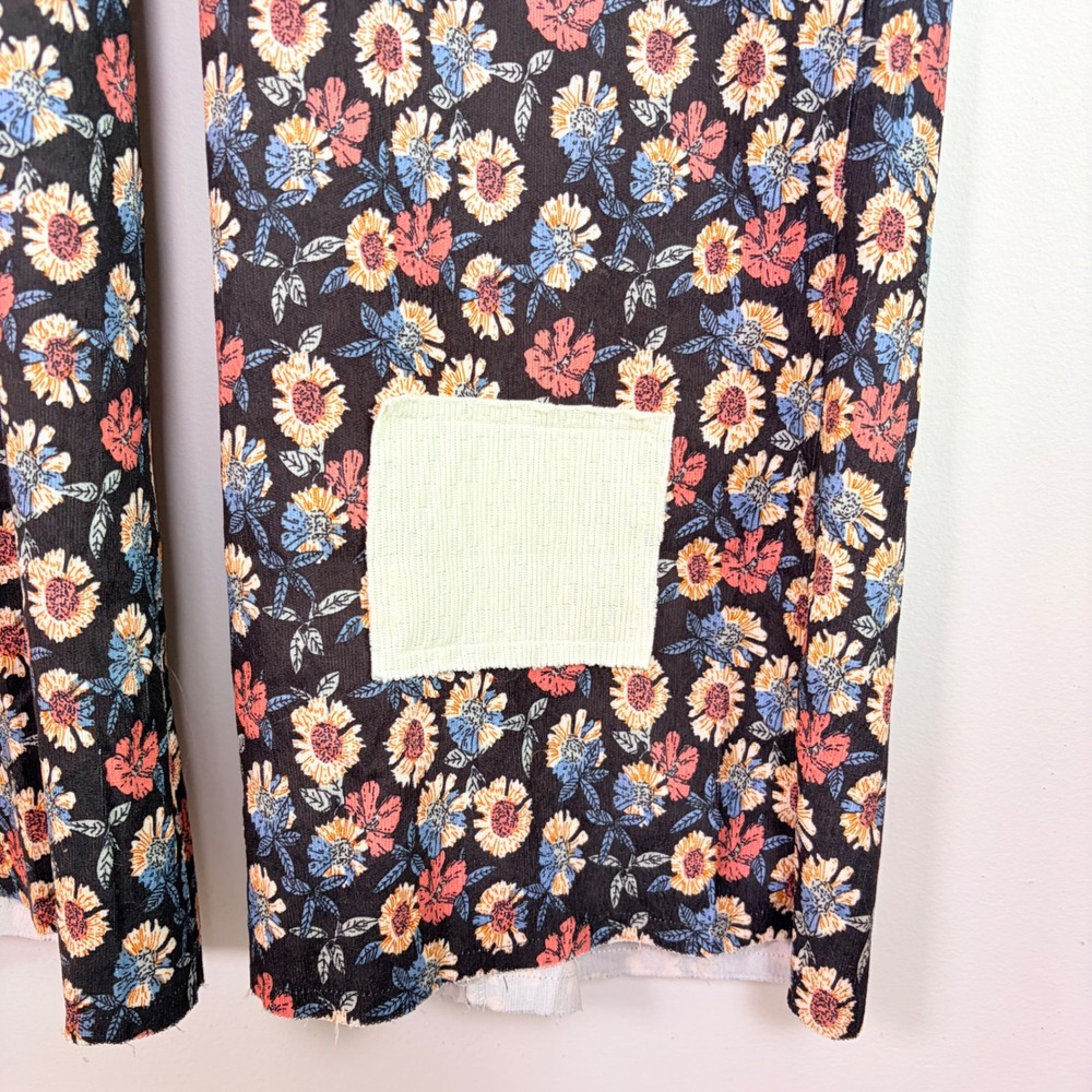 POL Printed Corduroy Patchwork Overalls Mixed Floral Wide Leg Large Boho Hippie - Picture 11 of 13